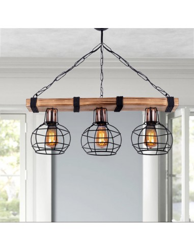 ΦΩΤΙΣΤΙΚΟ ΟΡΟΦΗΣ ΞΥΛΙΝΟ ΤΡΙΦΩΤΟ Ε27