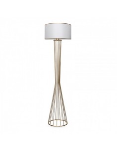 Clarke metallic/fabric floor lamp in golden/white color 38x21x155cm.