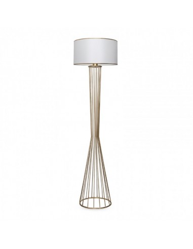 Clarke metallic/fabric floor lamp in golden/white color 38x21x155cm.