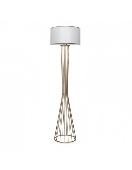 Clarke metallic/fabric floor lamp in golden/white color 38x21x155cm.