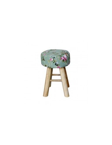 ROUND FABRIC & WOOD STOOL